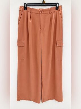 High-Rise Wide-Leg Cargo Pants in Dusty Rose